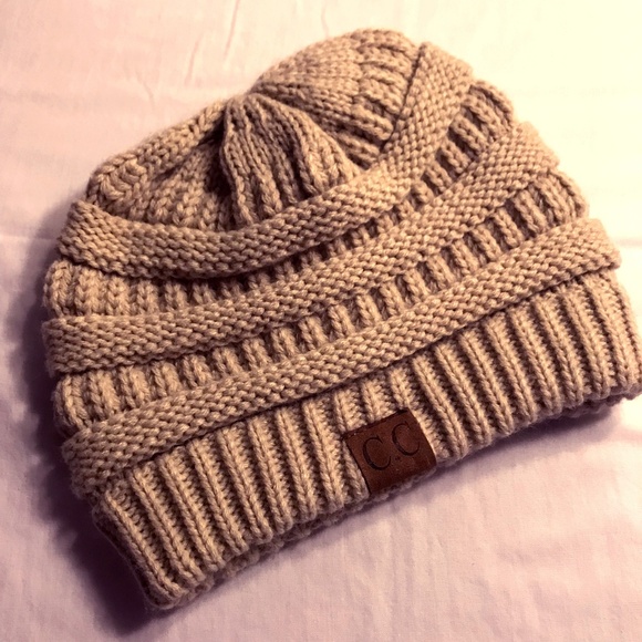 C.C Accessories - C.C Women's Thick Slouchy Knit Beanie Hat Beige